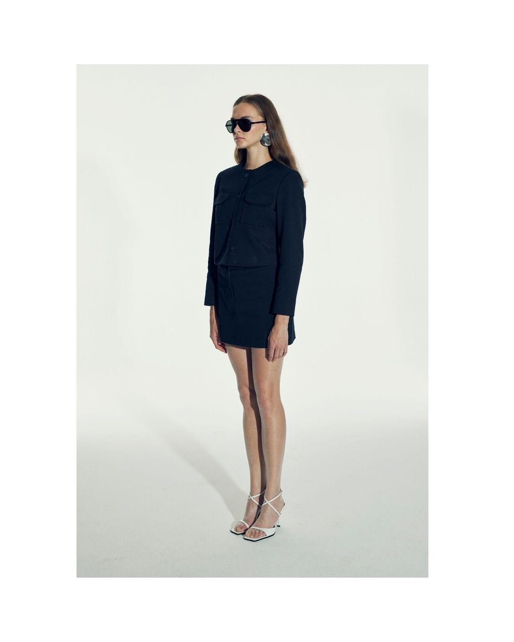 NAZLI CEREN Blue Marde Cotton Mini Skirt