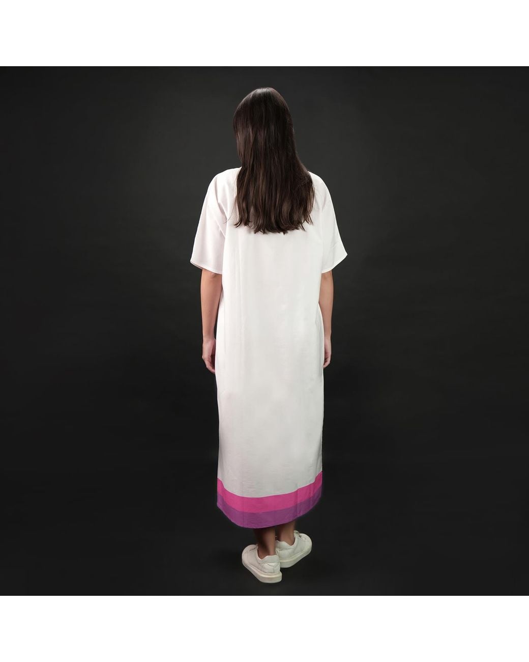 DHARA SHETH DUBAI Pink Roséa Rose Print Long Cotton Kaftan Dress