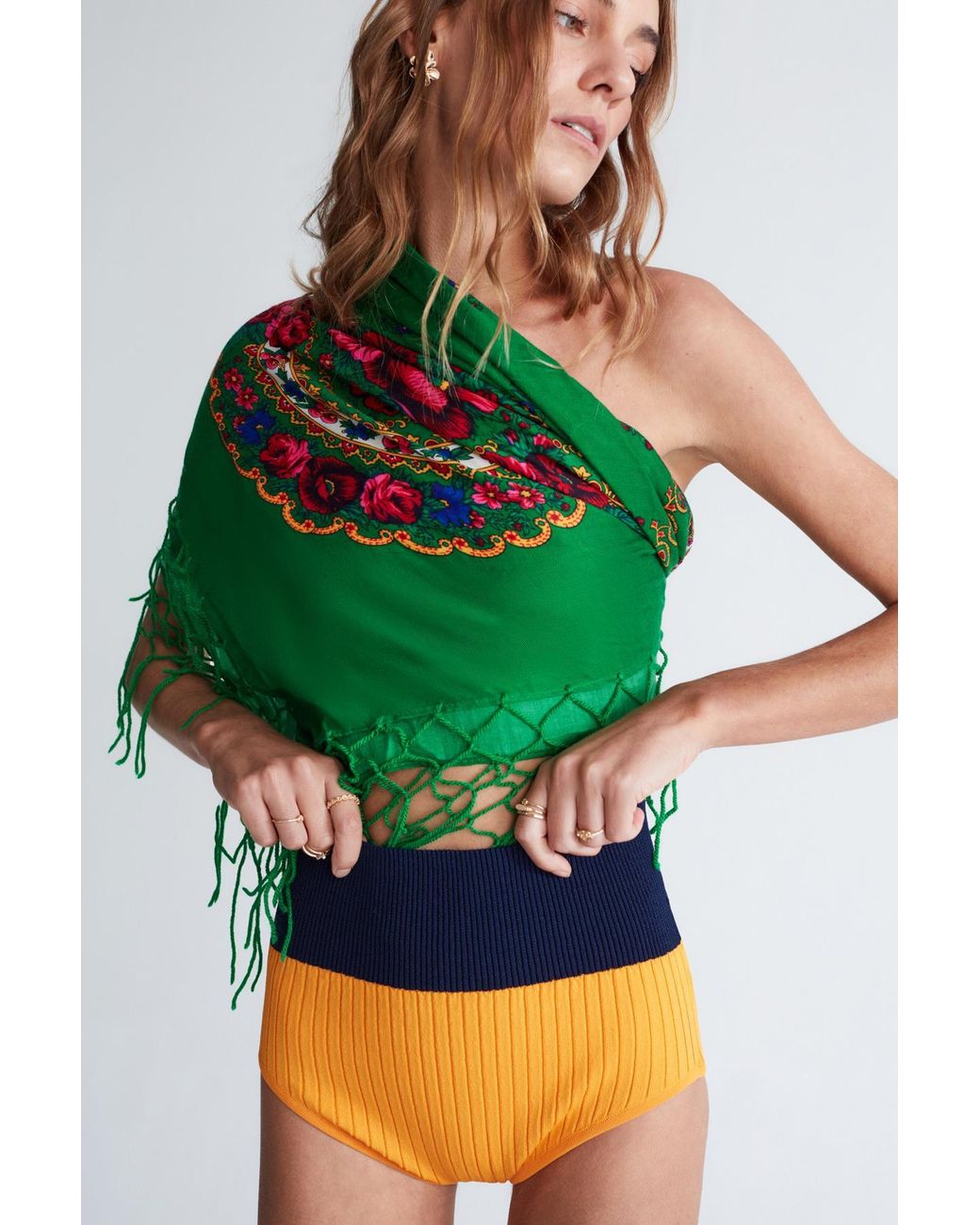 Peraluna Orange Dora Rib Knit Shorts
