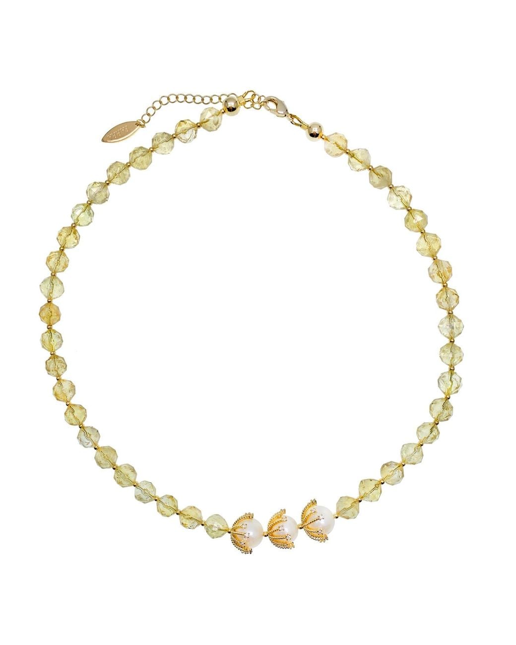 Farra Metallic Citrine With Freshwater Pearls Short Necklace