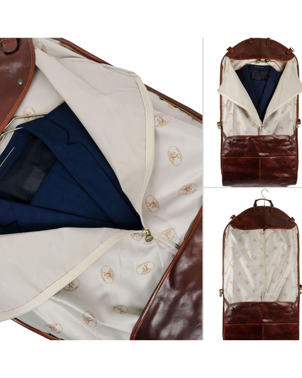 Time Resistance Brown Leather Garment Bag for men