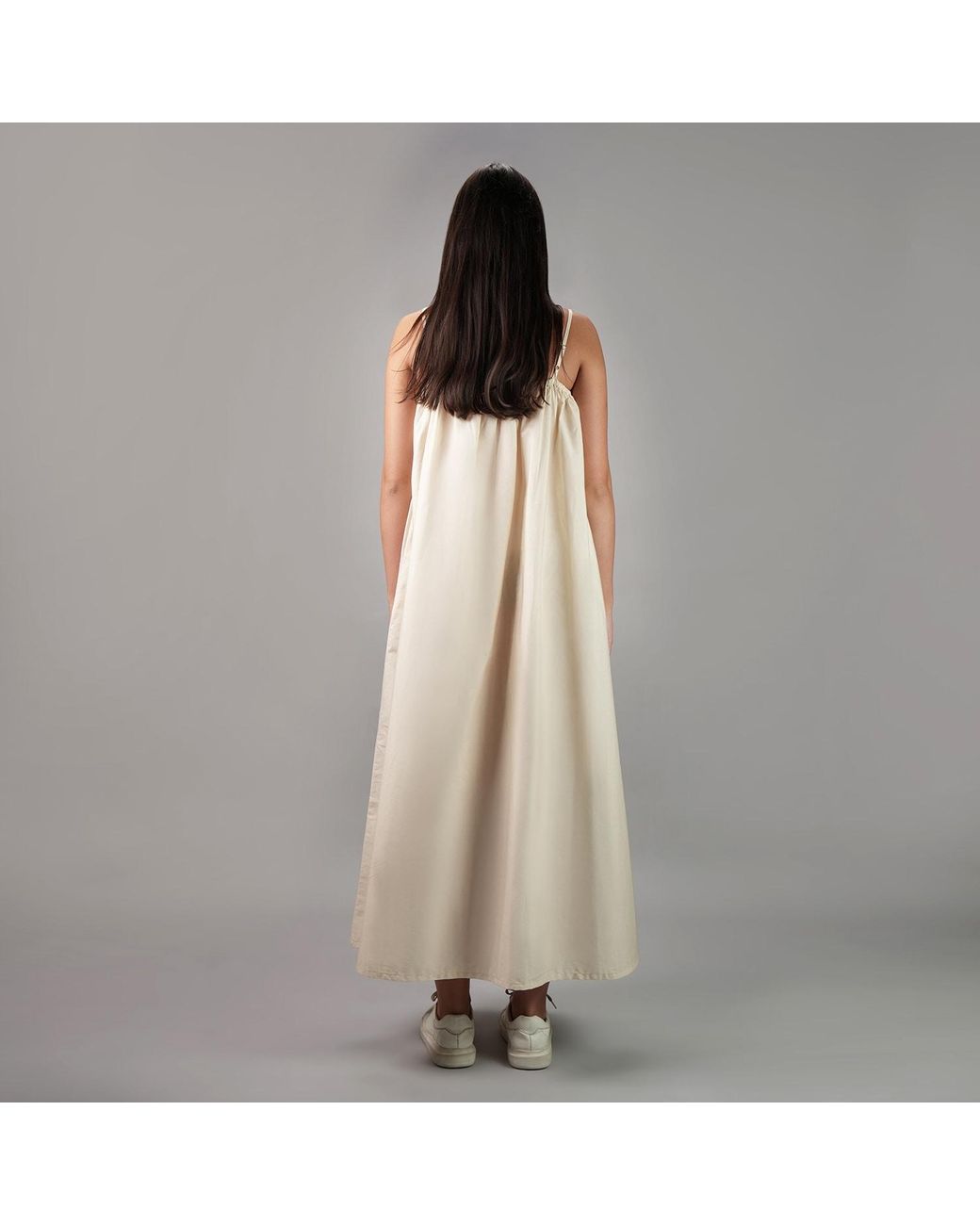 DHARA SHETH DUBAI White No. Three Floral Art Spaghetti Strap Maxi Dress