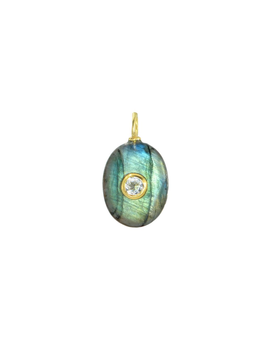KAMARIA Green Labradorite Gemstone Pendant With Topaz