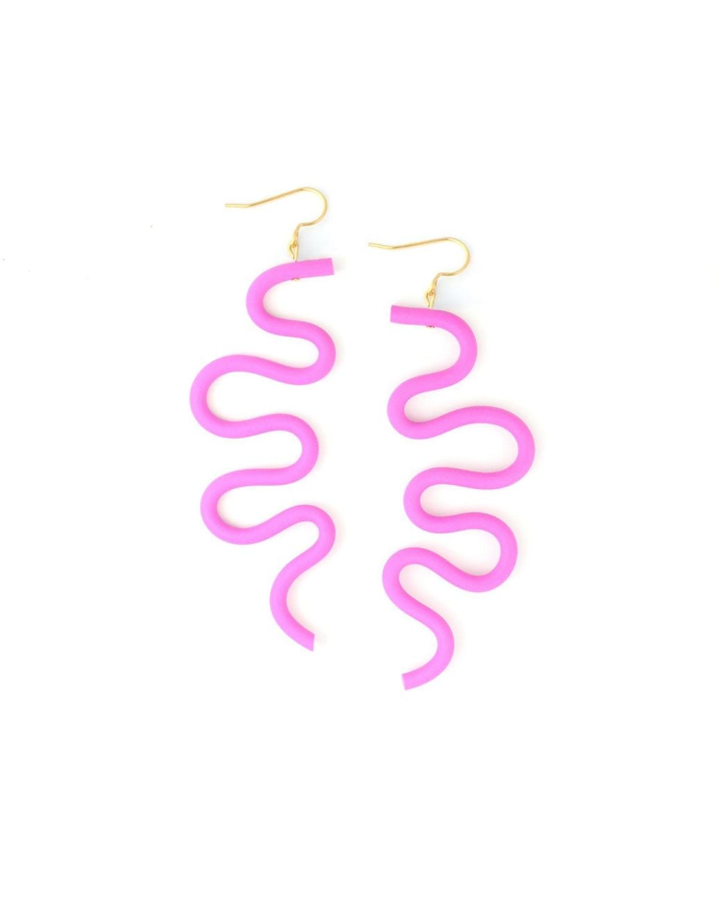 By Chavelli Pink Small Tube Squiggles Dangly Earrings