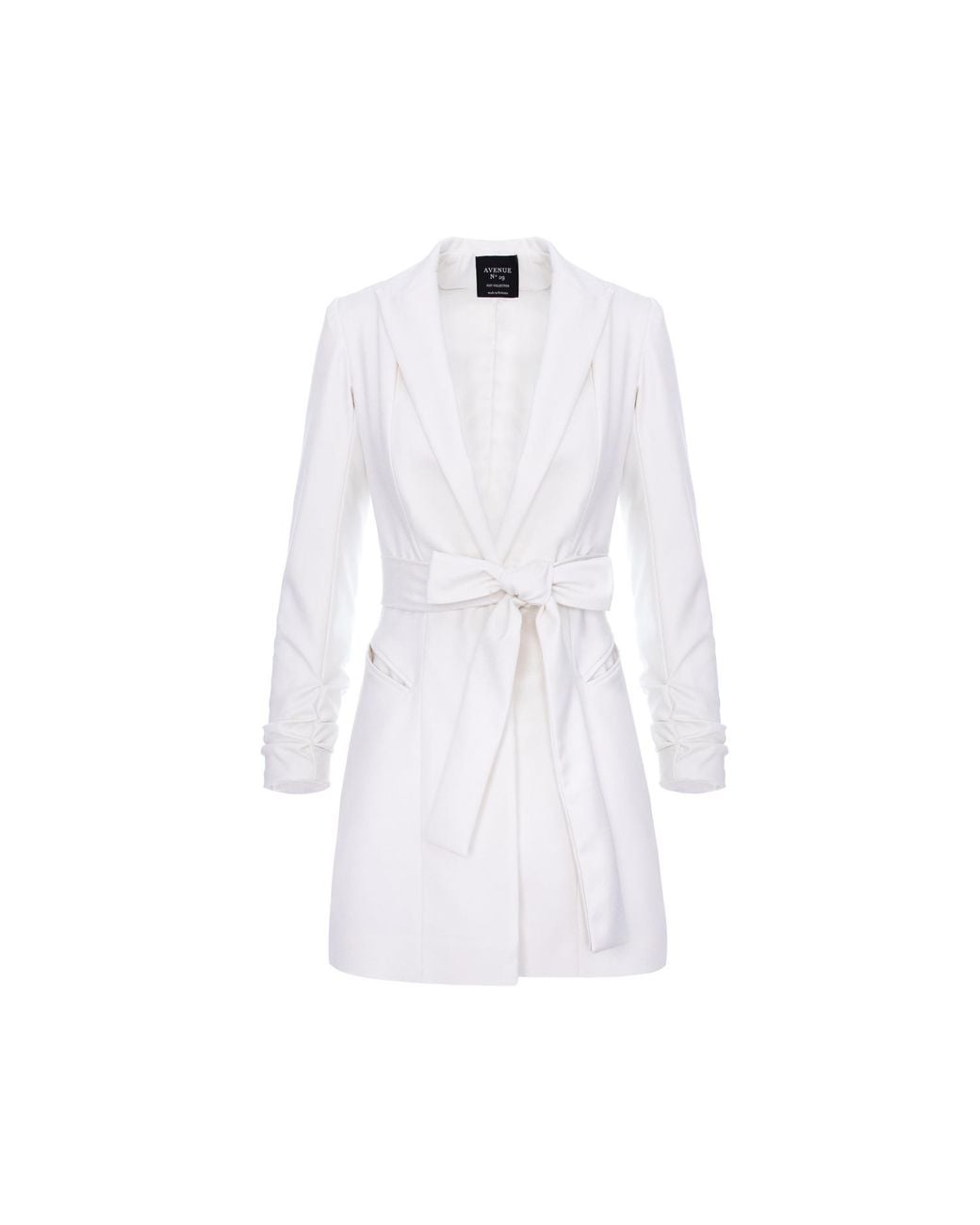 AVENUE No.29 White Single Breasted Wool Blazer With