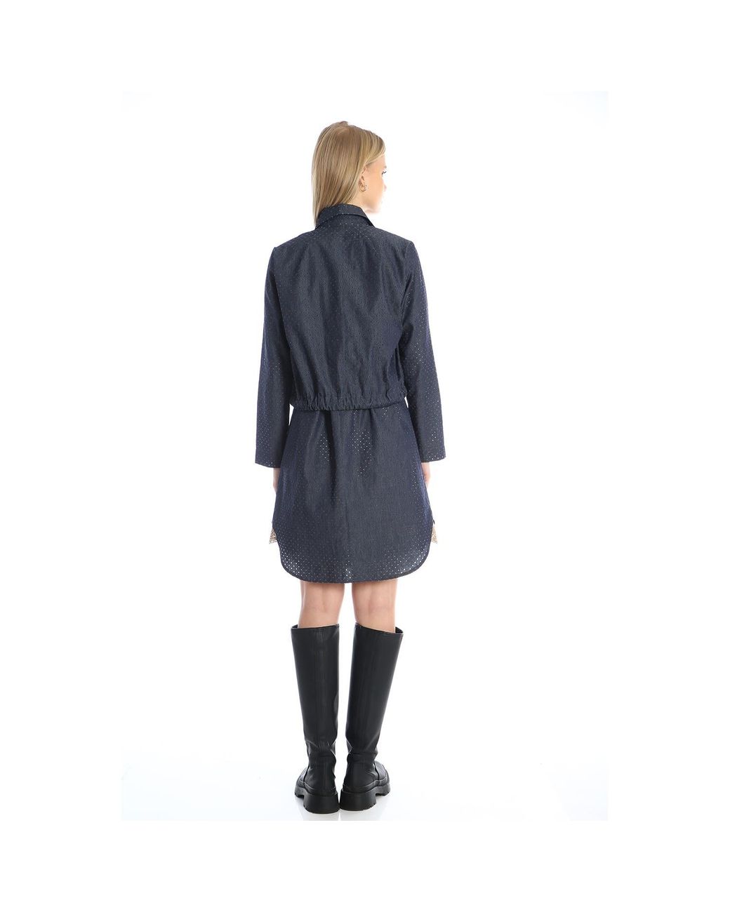 Silvia Serban Blue Neutrals Perforated Jeans Jacket & Vest With Negligee
