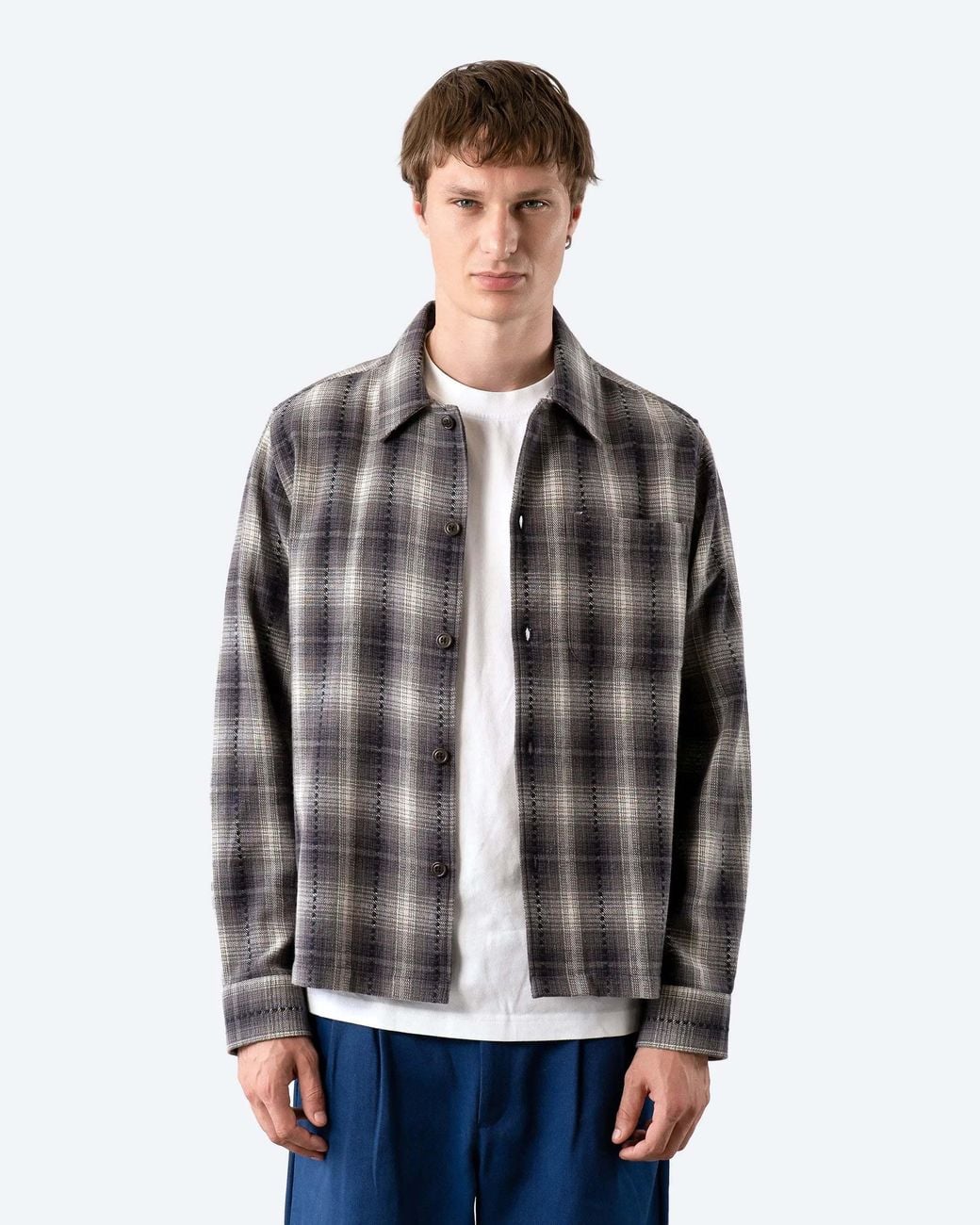 Far Afield Gray Kali Check Busey Shirt for men