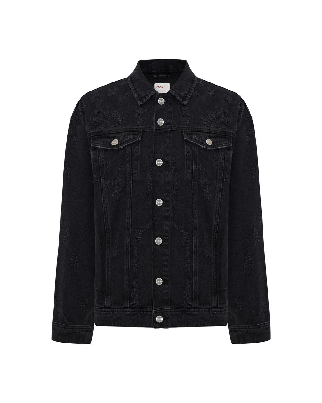 Pcfg Black Distressed Denim Jacket for men