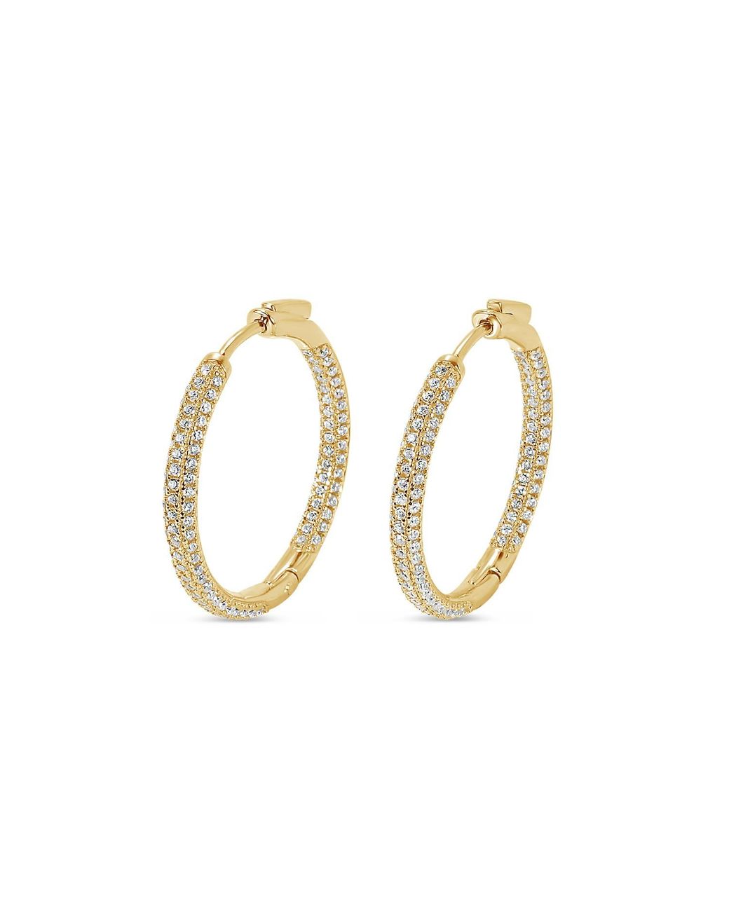 SALLY SKOUFIS Metallic Pursuit Pave Hoops Petite With Made Cz Diamond Stimulant