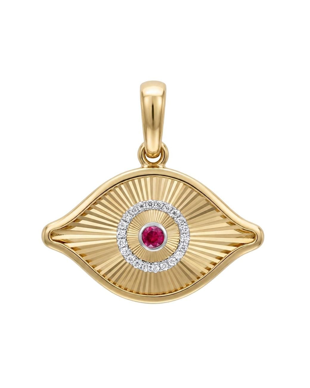 Artisan Metallic 18K & Ruby & Diamond Evil Eye Pendant
