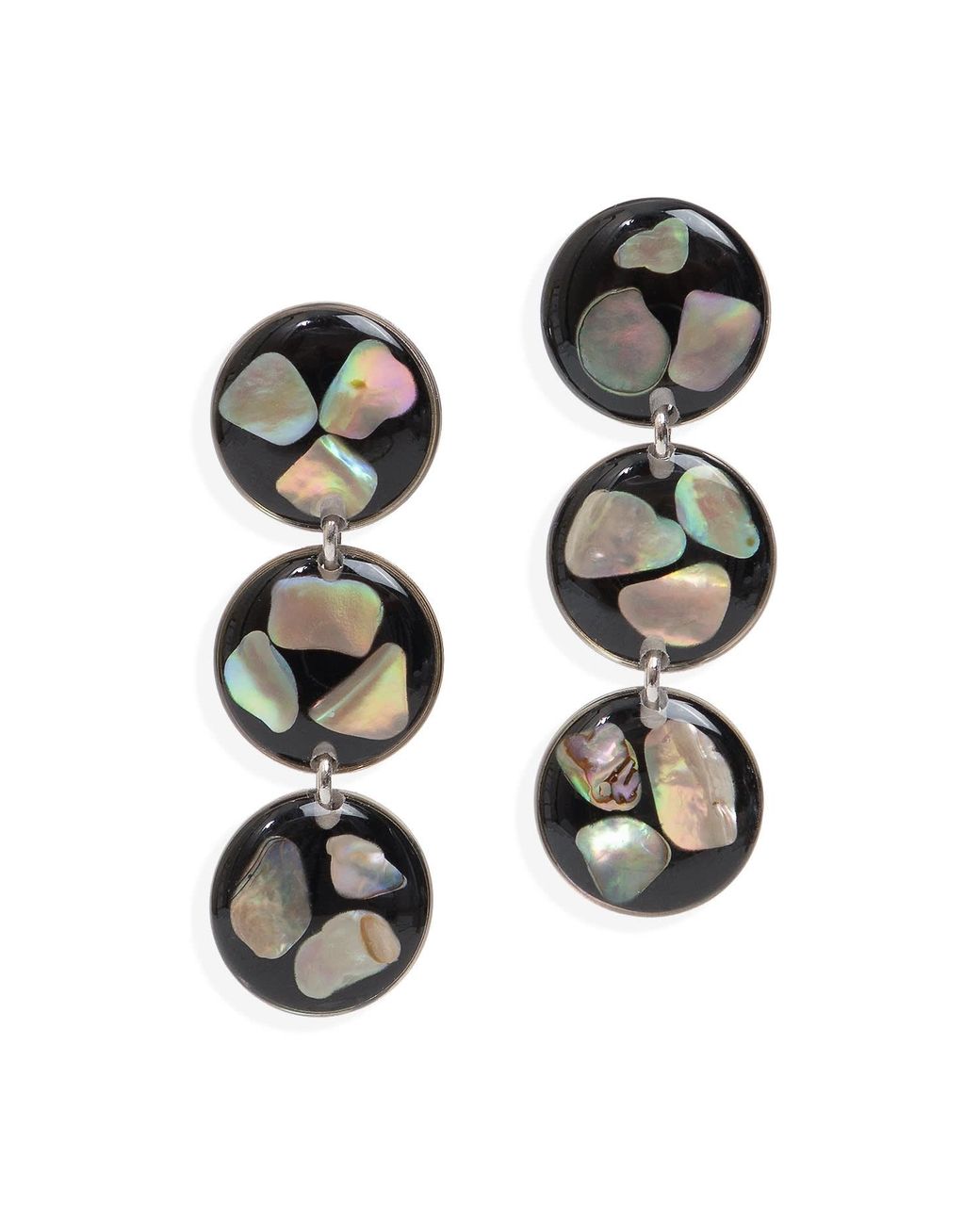 Kate Koel Black Iridescent Abalone Tone Earrings
