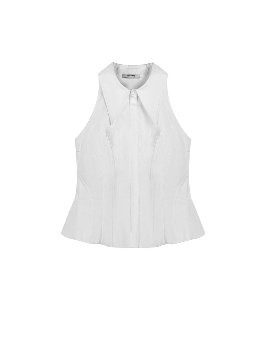 Nocturne White Structured Halter Peplum Top
