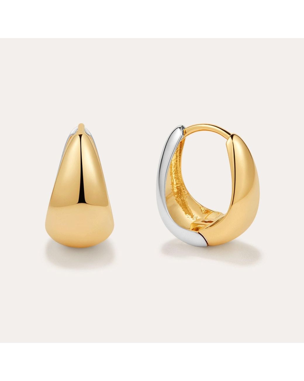 Vanhi Metallic Gia Reversible 2 Tone Chubby Hoop Earrings