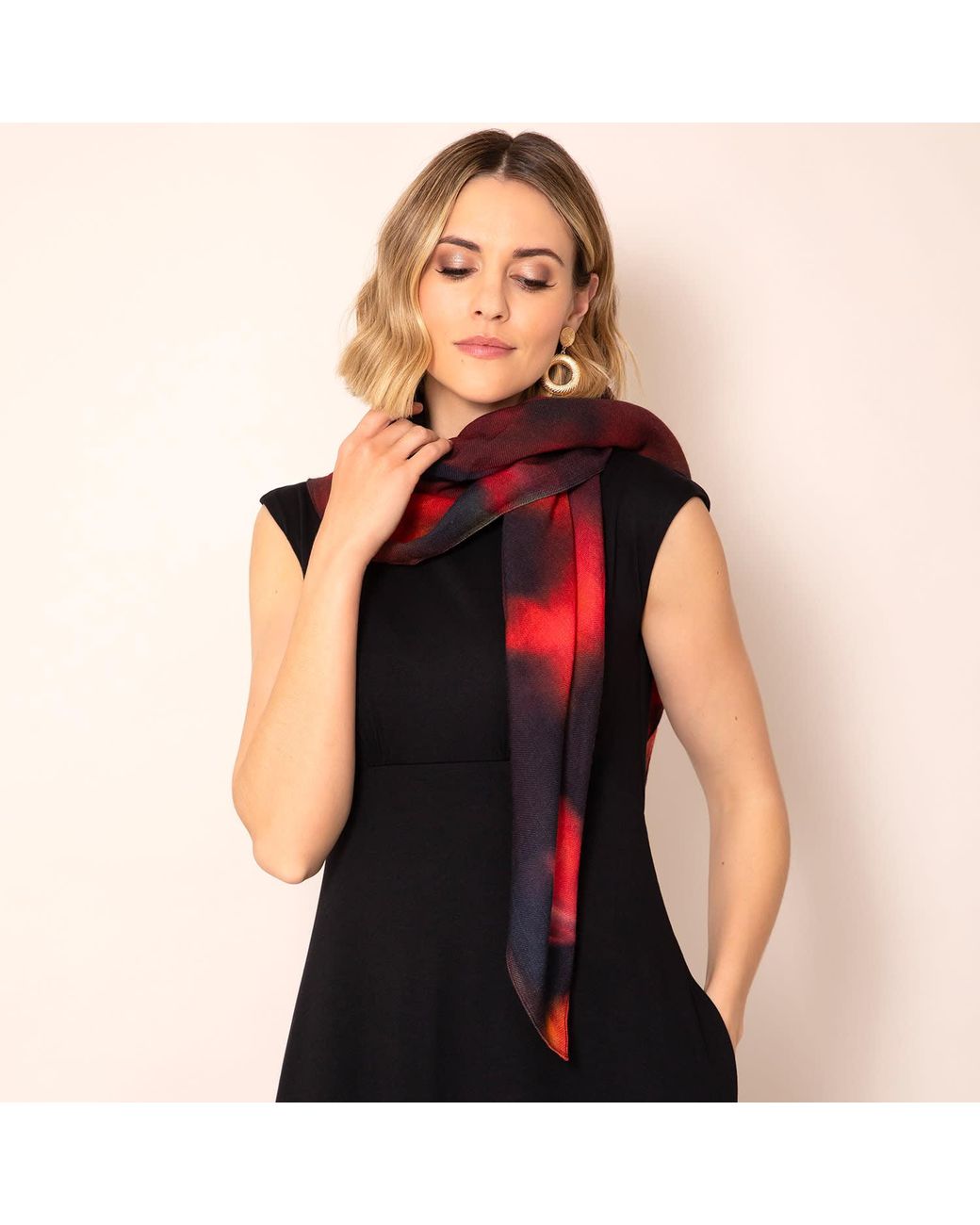 Alie Street London Purple Minerva Silk Wool Scarf Midnight Ember