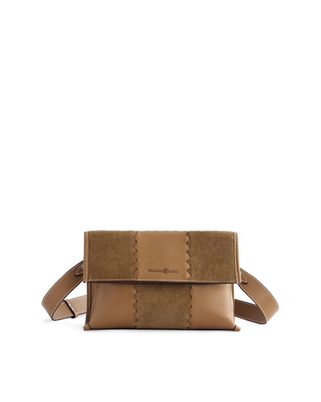Orange Cube Natural Square Stitch Messenger Bag
