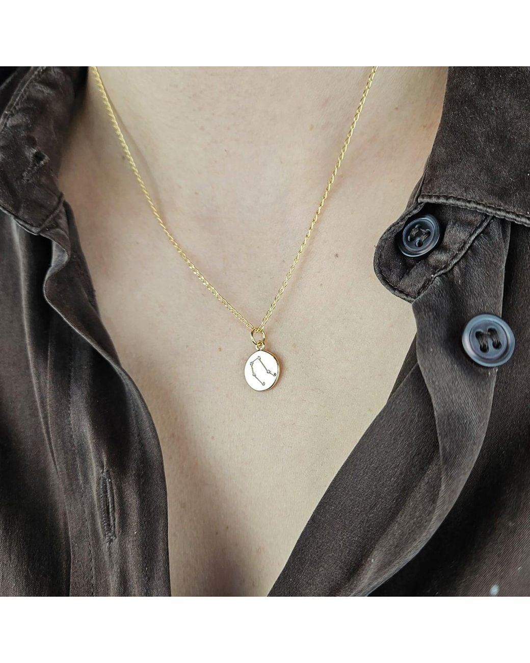 Sophelia Metallic Gemini Plated Constellation Star Map Pendant Charm Necklace