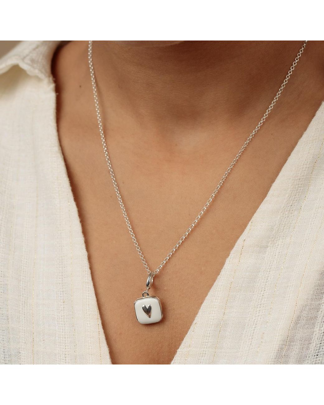 Lily Charmed Metallic Sterling Heart Locket Necklace