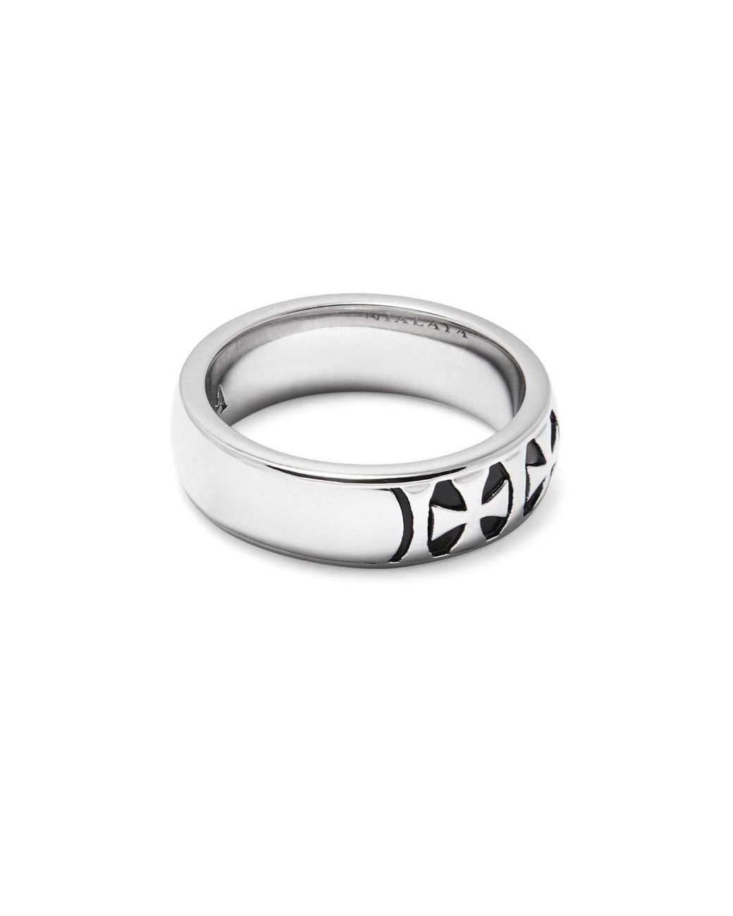 Nialaya White Vintage Silver Iron Cross Signet Ring for men