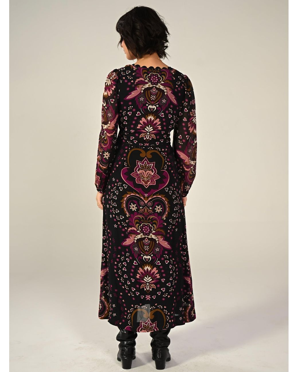 Rose & Nancy Red Annaline Print Midi Dress