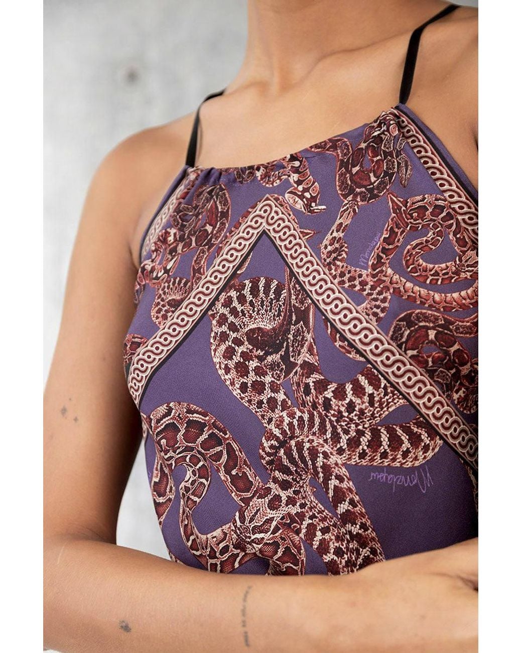 Monzlapur New York Purple Silk Snake Scarf Dress