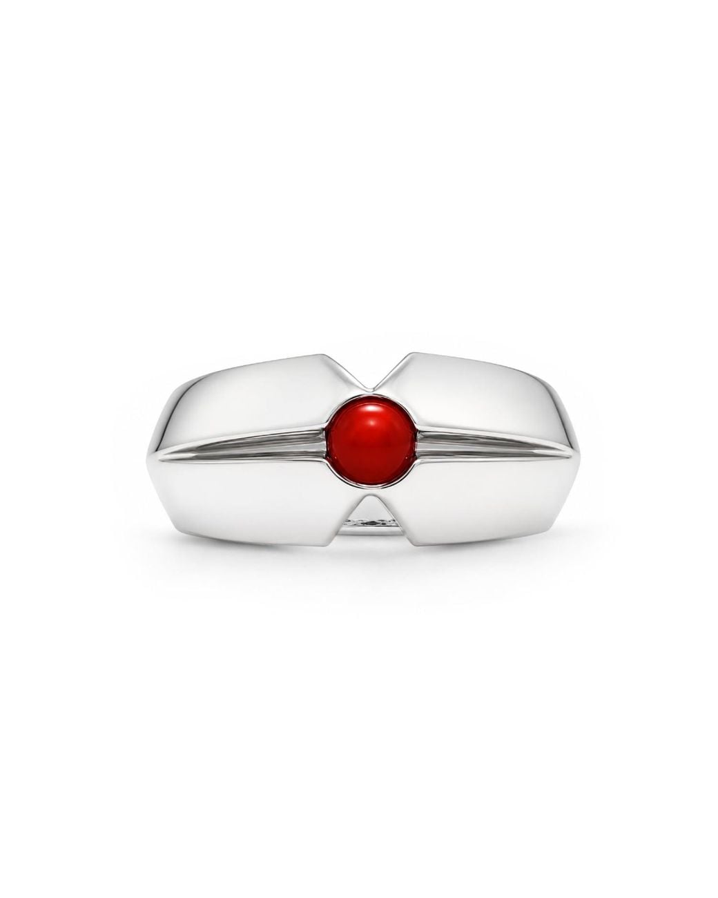 Unaloe White Coral Geometric Statement Ring – Sterling
