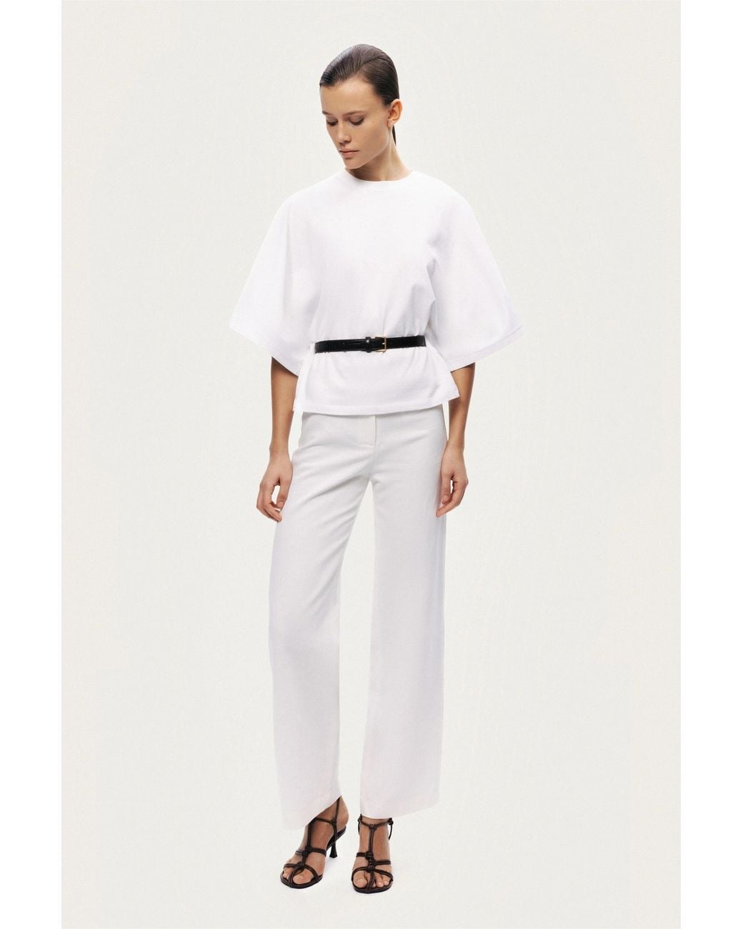 Nocturne White Belted Oversized T-Shirt