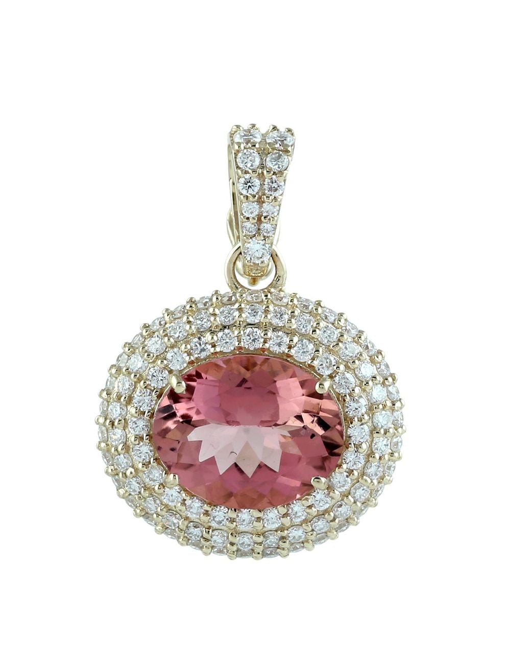 Artisan Pink Tourmaline & Diamond Halo Pendant