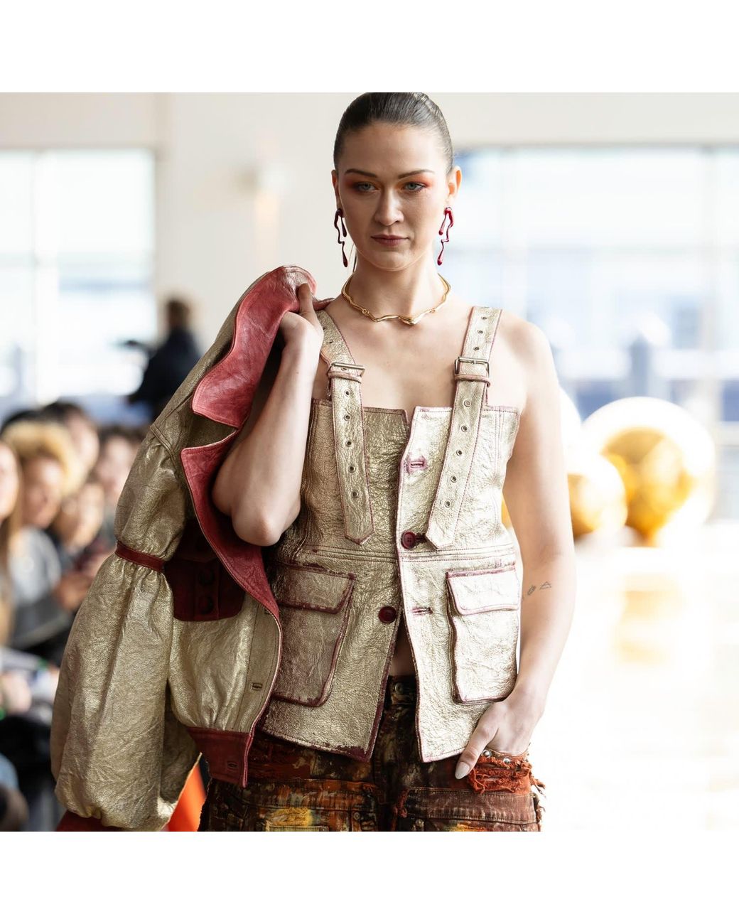 Zasta Studio Metallic Golden Sentinel Leather Vest
