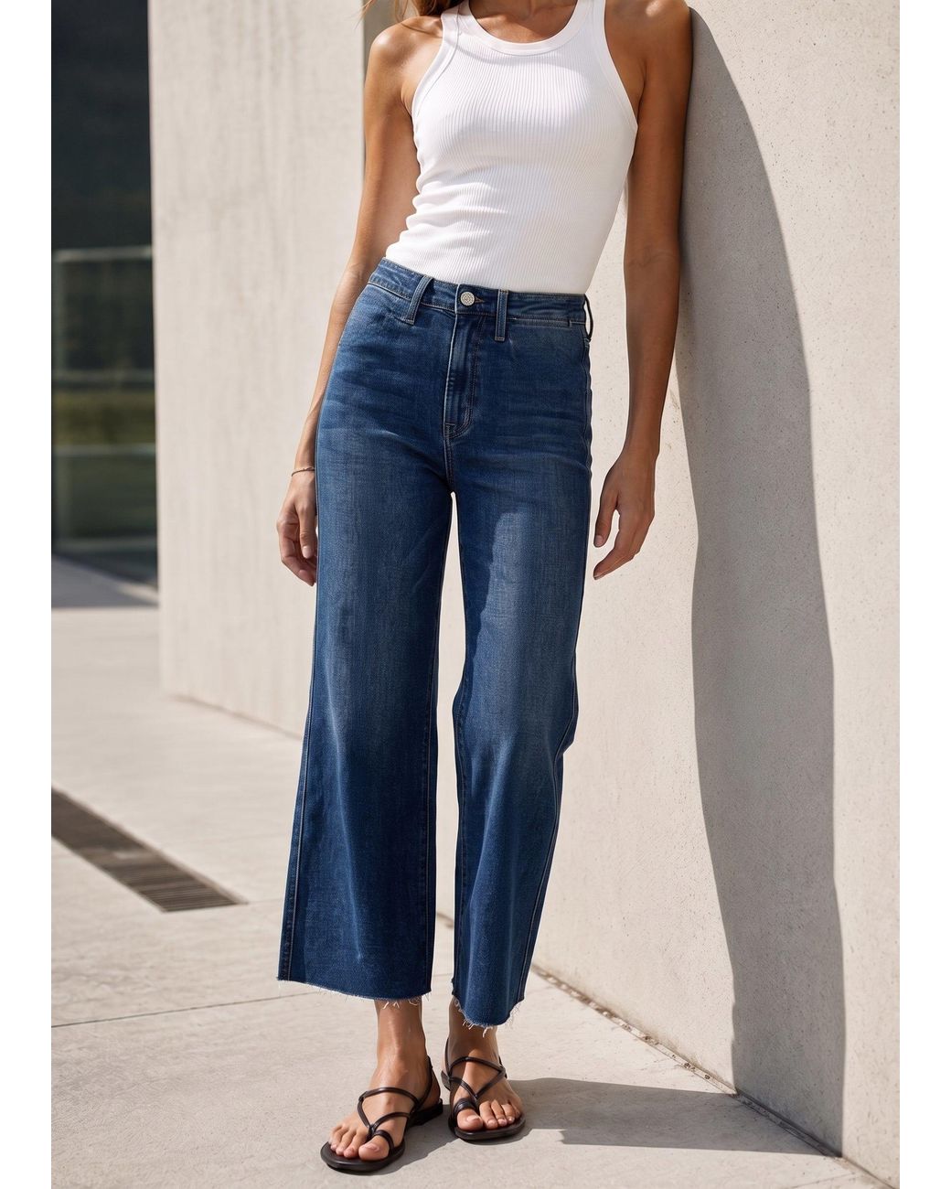 NOEND Blue Queen High Rise Crop Wide Leg