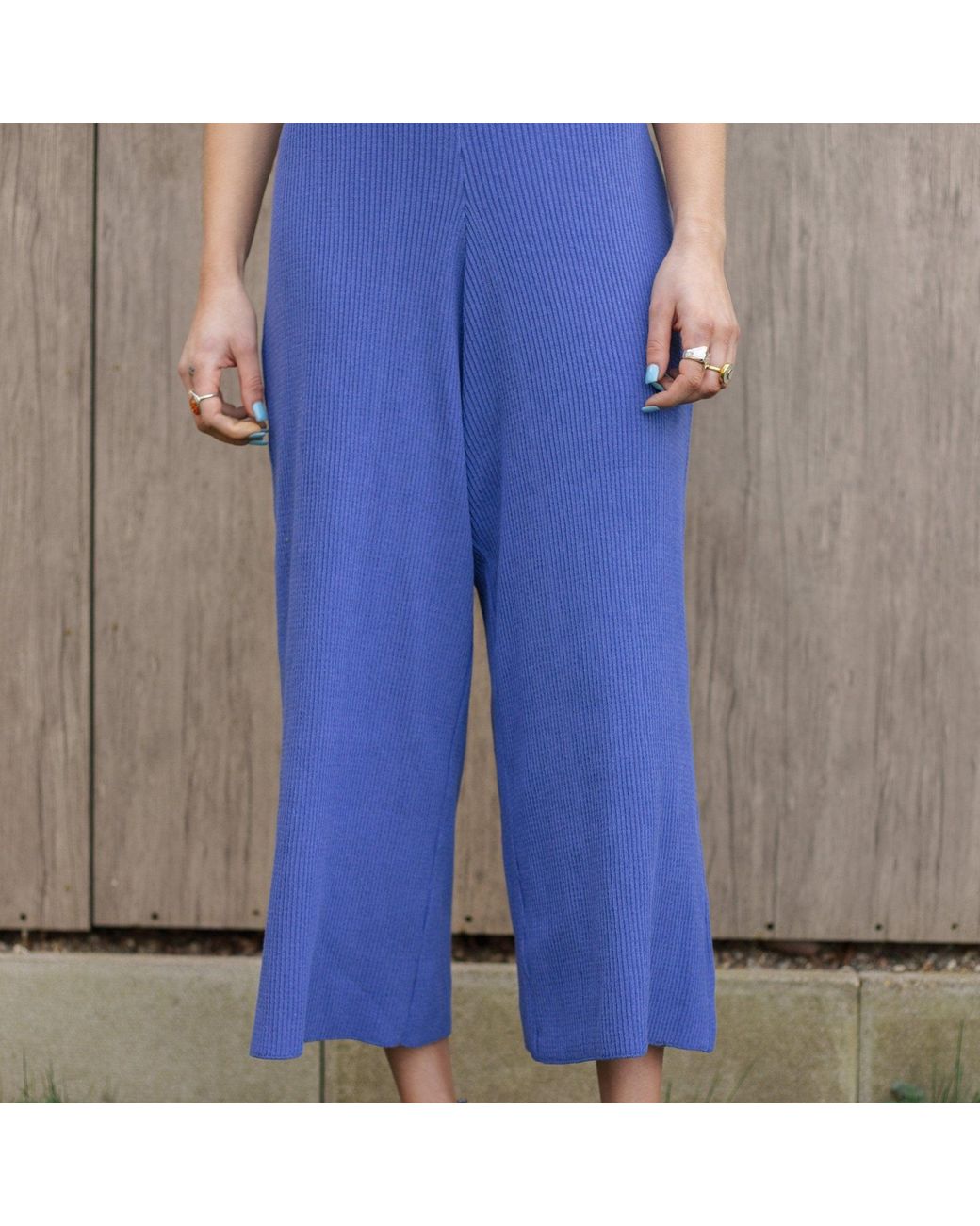 Cara & The Sky Blue Martha Wide Leg Co Ord Knitted Trousers
