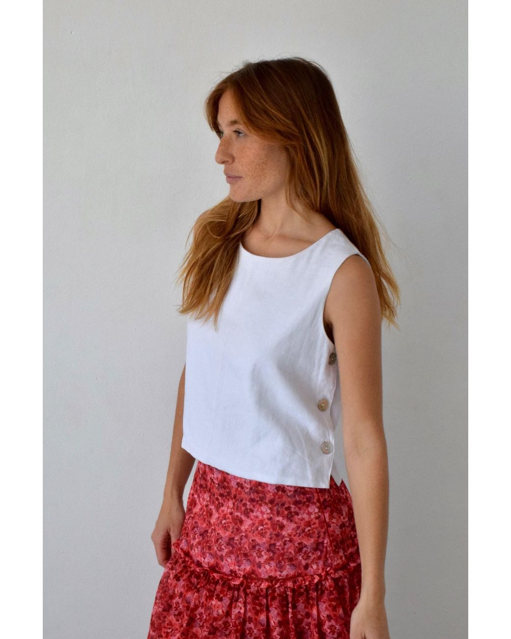 Mind Traveler White Claudia Linen Top