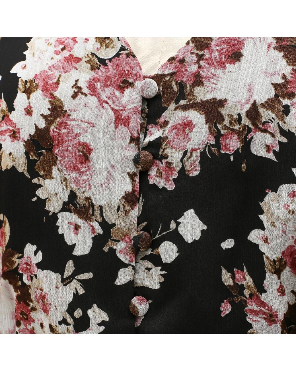 Smart and Joy Black Short Blouse With Flower Print