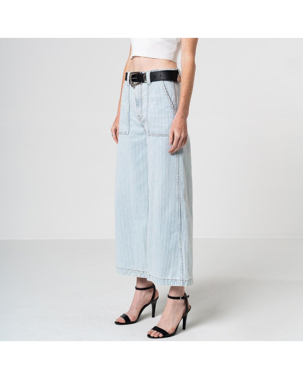 NOEND Blue Avery Cropped Wide Trouser