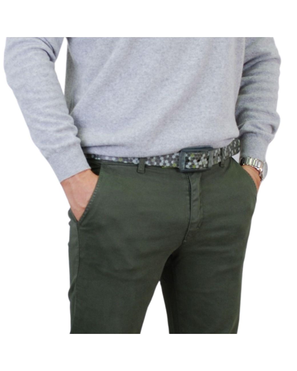 Tie-Ups Green Belt Wood Rete for men