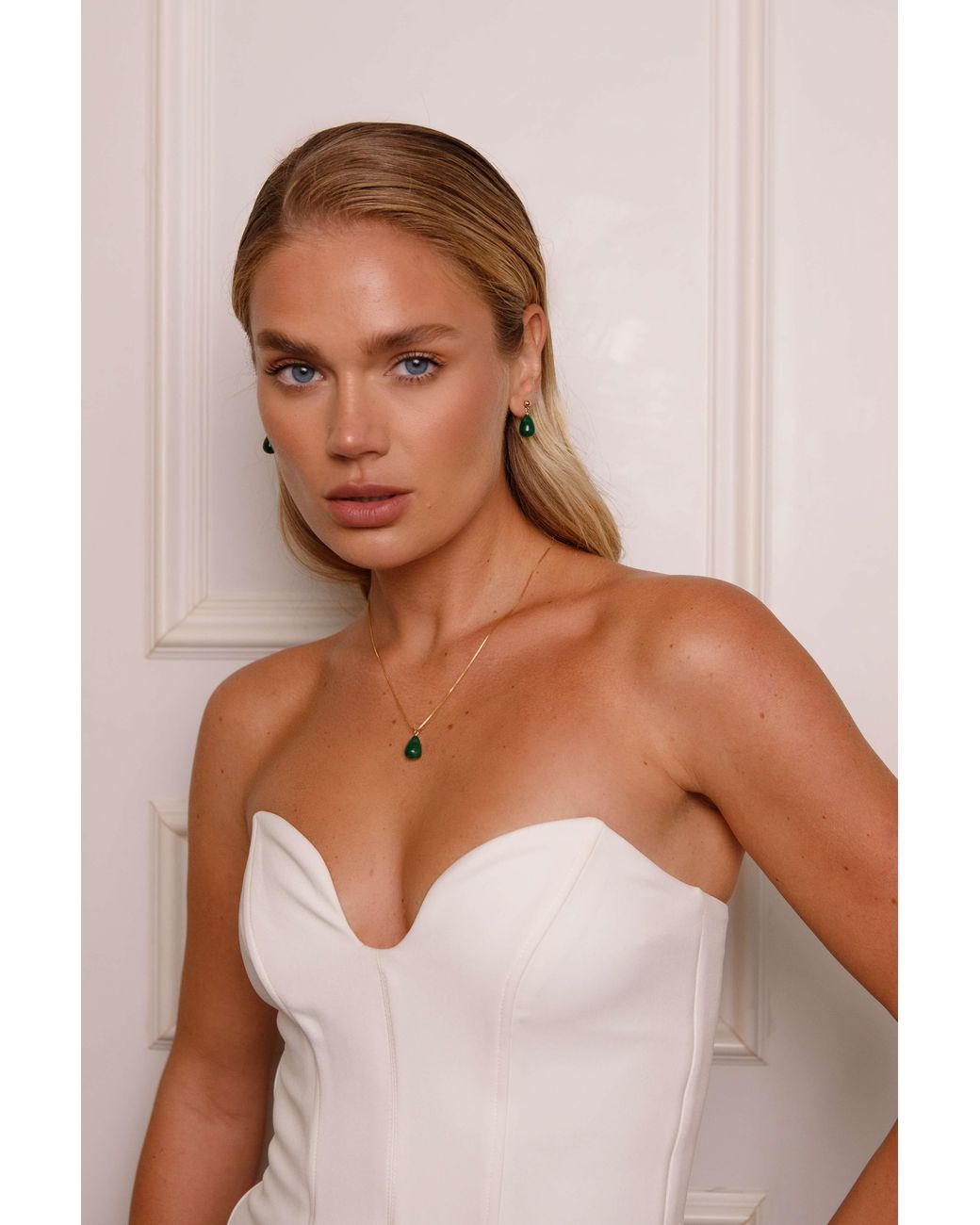 Katy Faye Metallic May Emerald Necklace