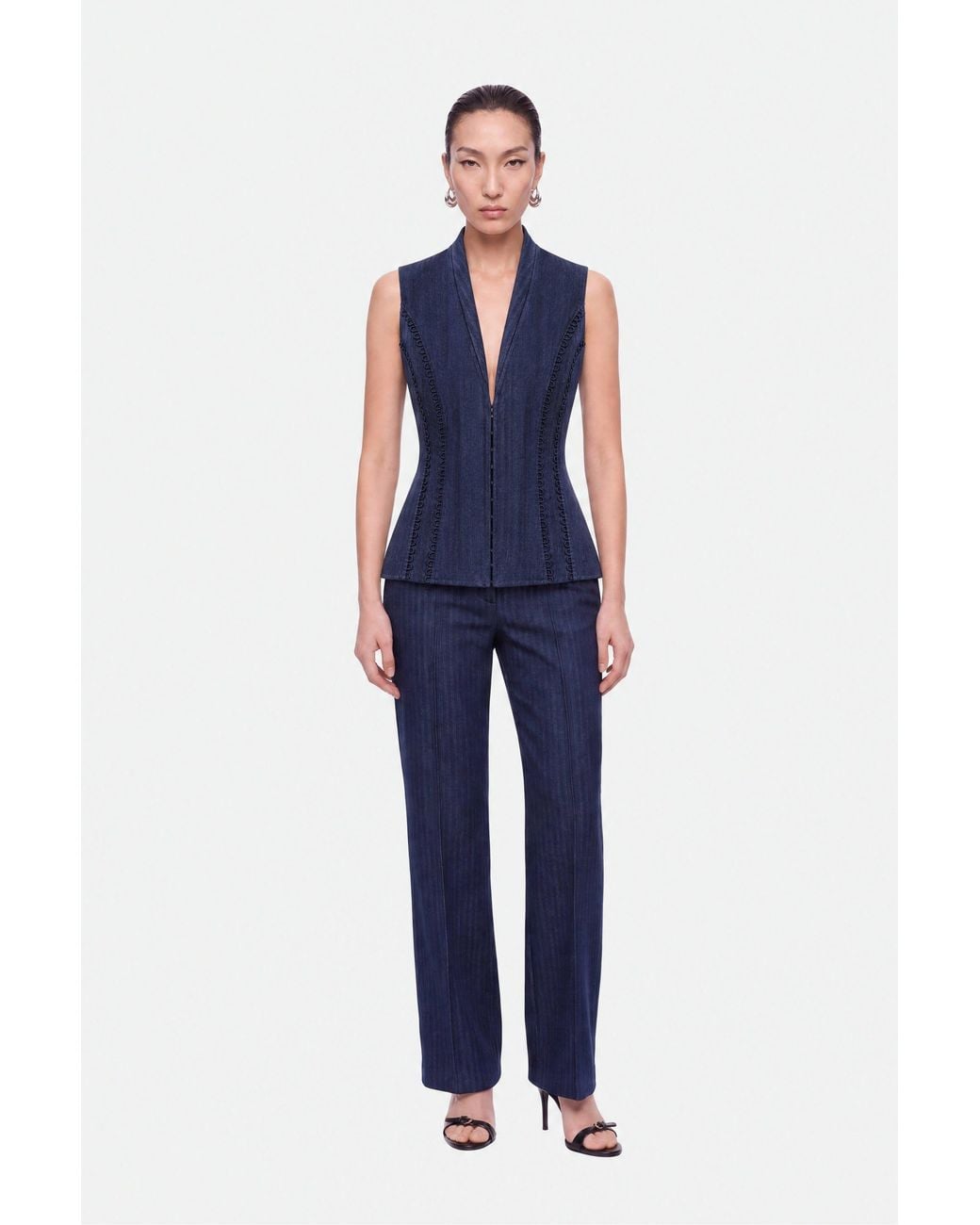 Nocturne Blue Loop Trim Tailored Vest