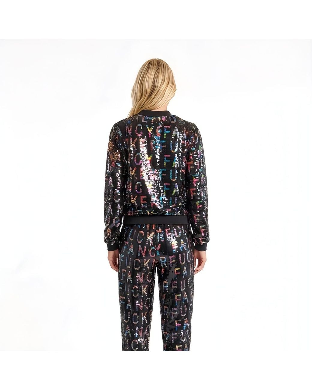 Any Old Iron Black Fancy Fucker Reversible Sequin Bomber Jacket