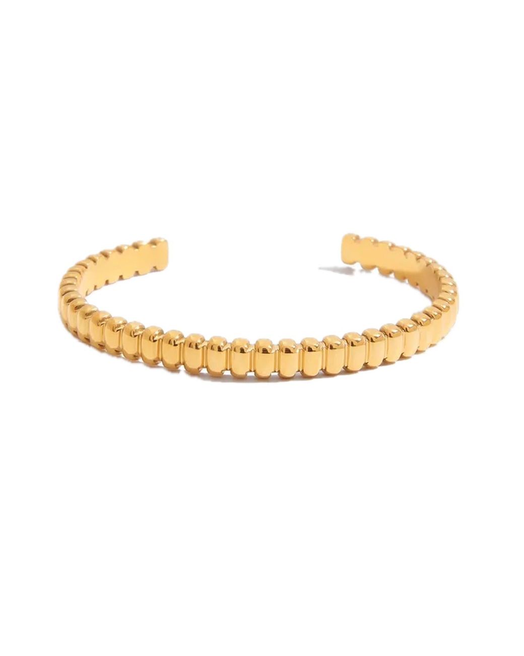 Elk & Bloom Metallic Chunky Beaded Ribbed Band 14K Bangle