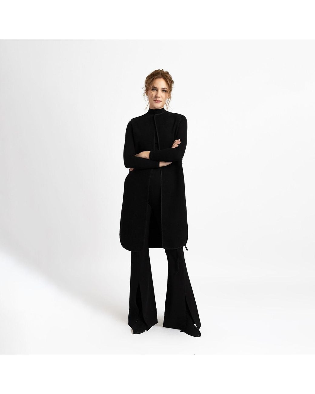 IZABELA MANDOIU Black Long Vest With Side Laces