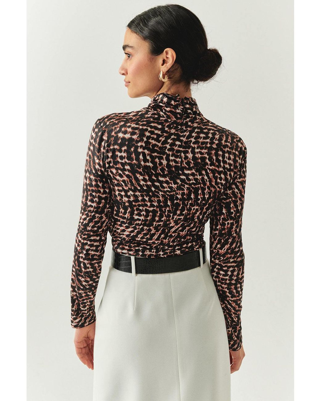 Exquise Black Regular Printed Turtleneck Ensley K. Blouse