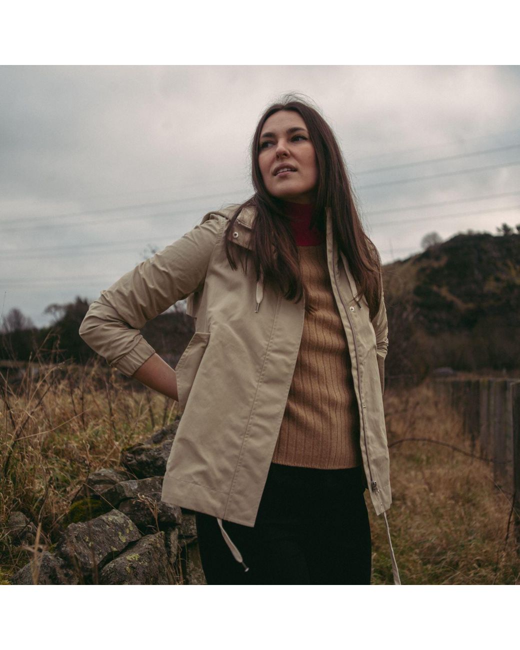 BEIRA Green Neutrals Luisa Water-Repellent A-Line Jacket