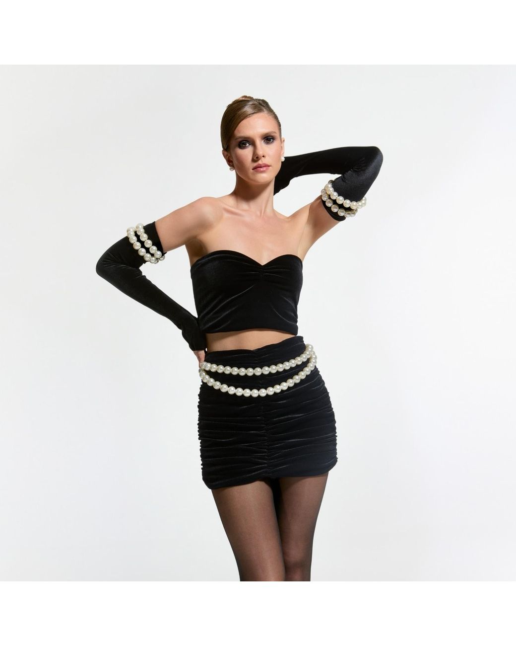 Nur Karaata Black Dover Velvet Co-Ord Set