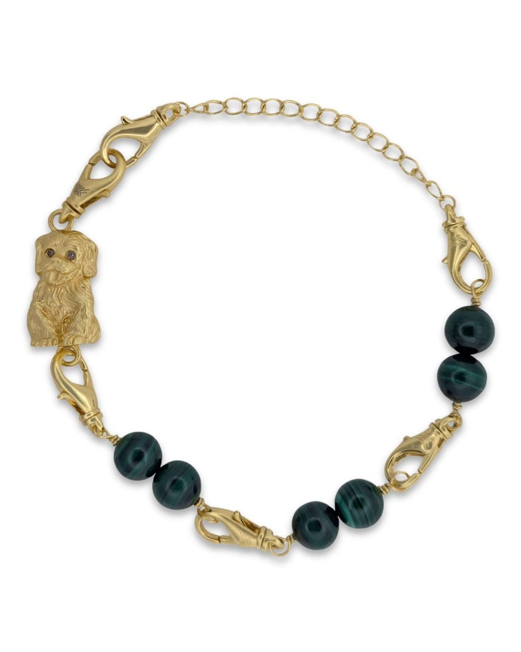 Frenvyrn Metallic Puppy Convertible Malachite Bracelet Bag Charm Medium