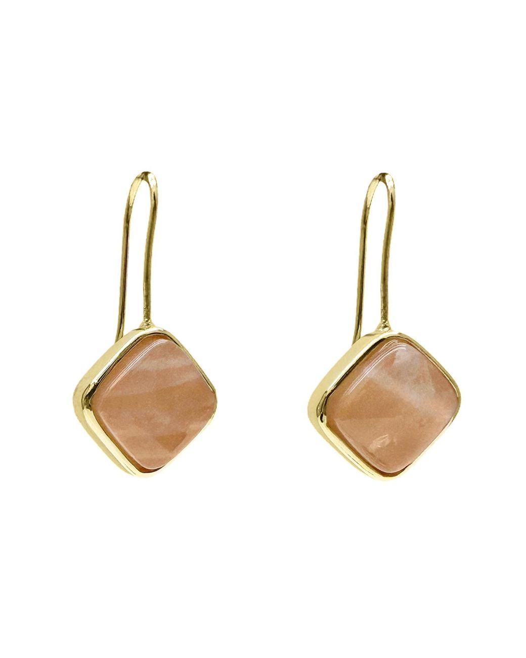 Farra Metallic Moonstone Square Shaped Minimalist Earrings
