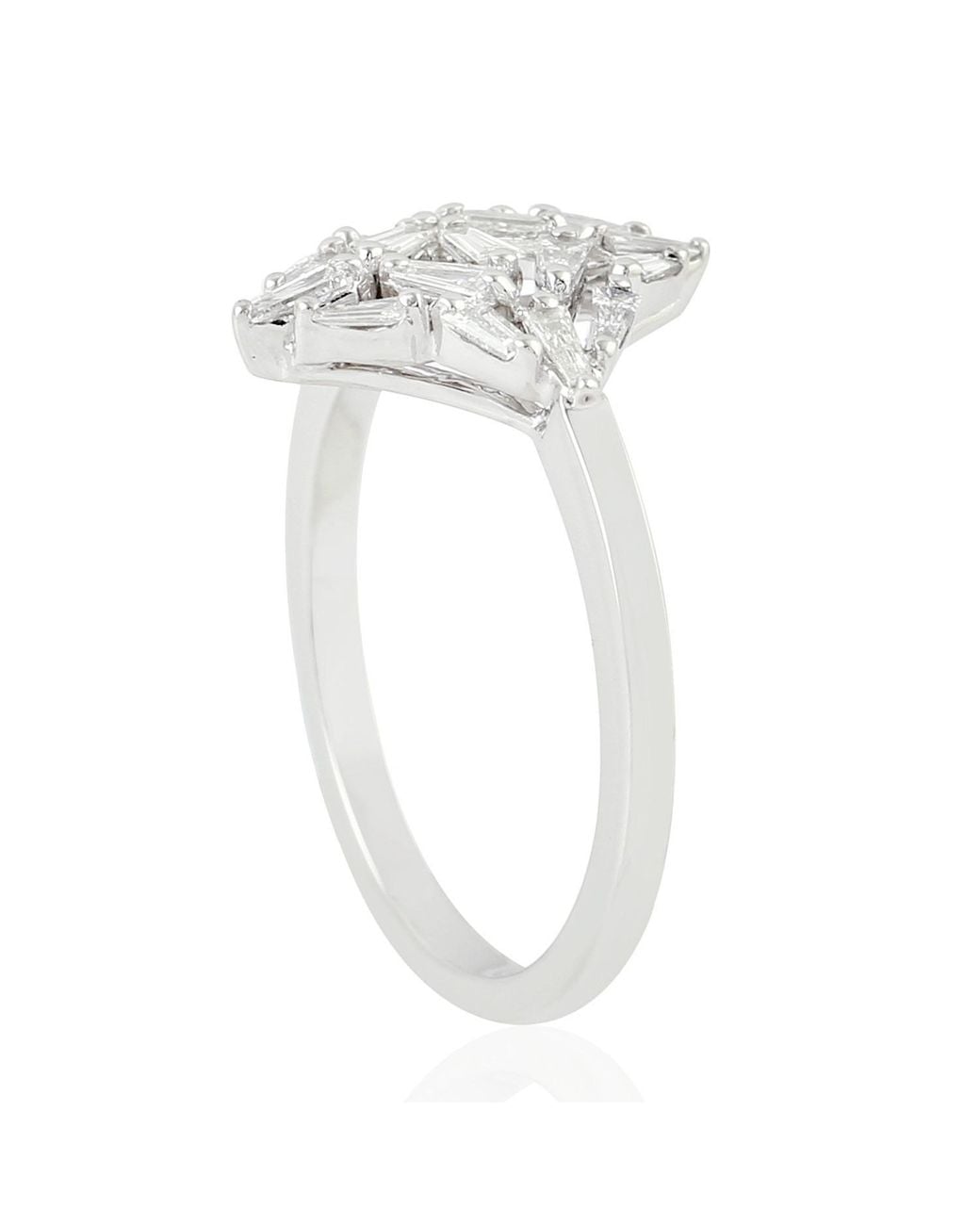 Artisan White Gold Baguette Diamond Ring Handmade
