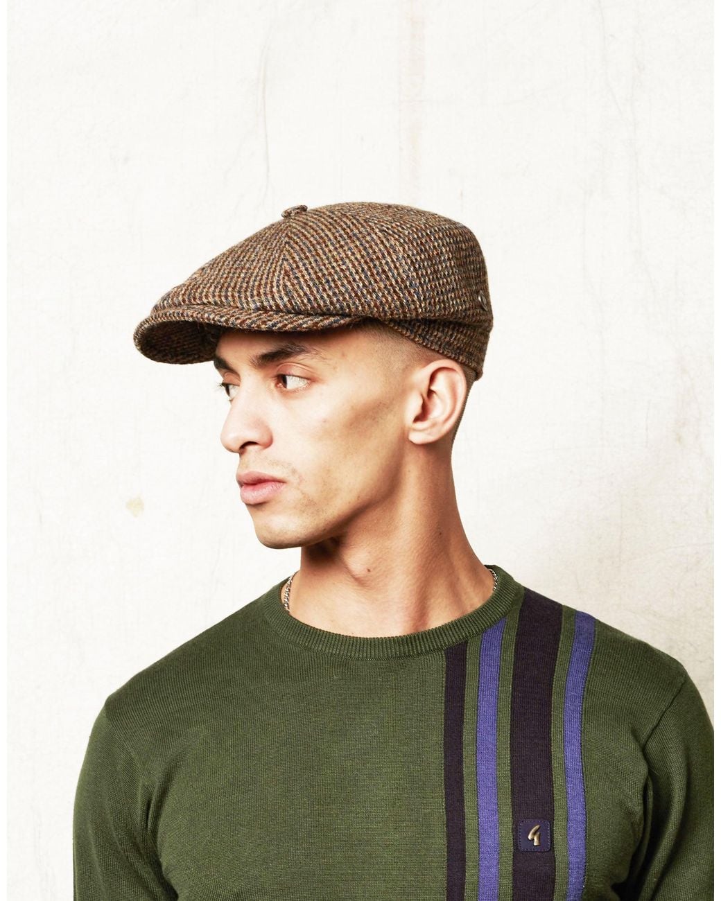 Dasmarca Hats Brown Harrison Heather Harris Tweed Newsboy Cap for men