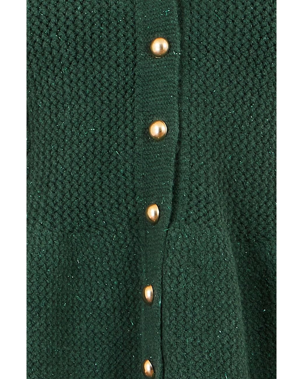 Yumi' Green Cable Knit Peplum Cardigan
