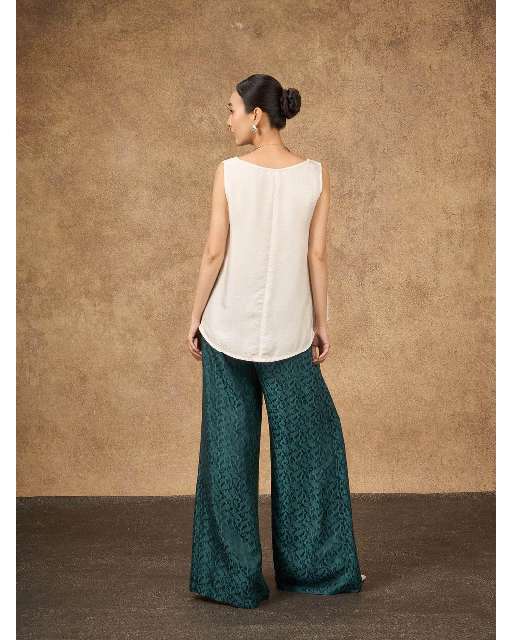 Silk and Bears Green Ophelia Dynasty Wide Leg Palazzo Trouser
