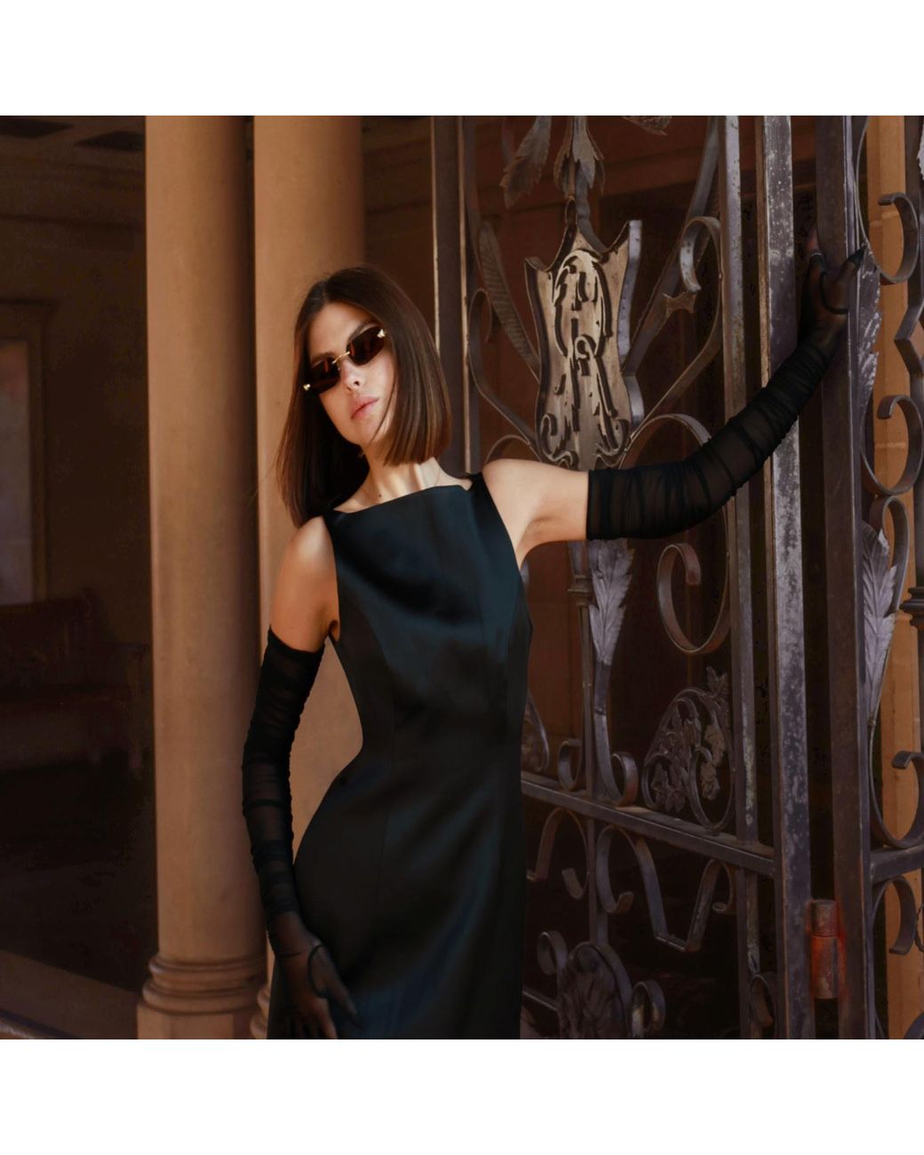 Marieta Yan Black Éclat Lace-Trim Dress