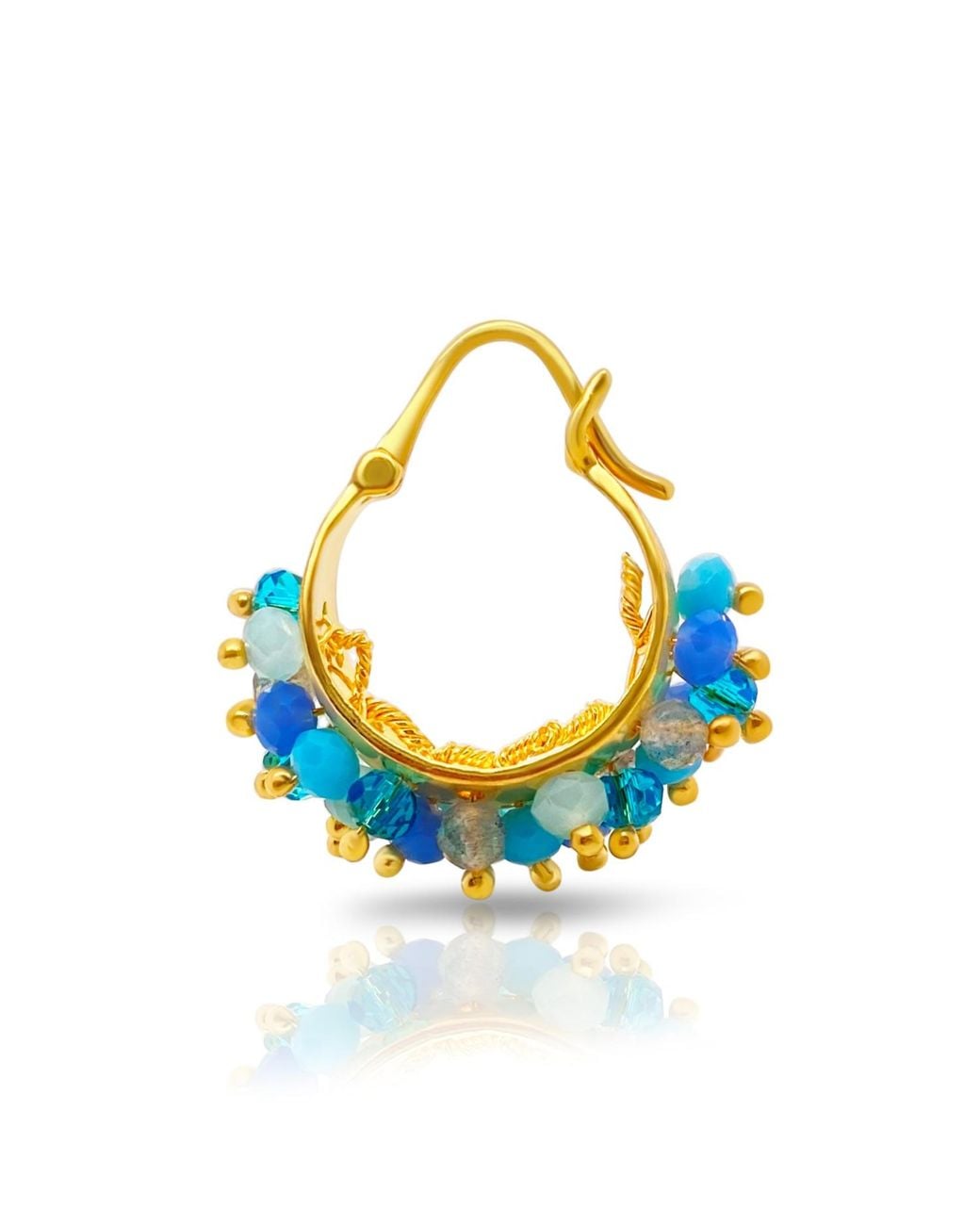 GEM BAZAAR Blue Bejewelled Hoops